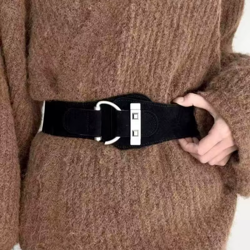 Ceinture large en daim pour femmes