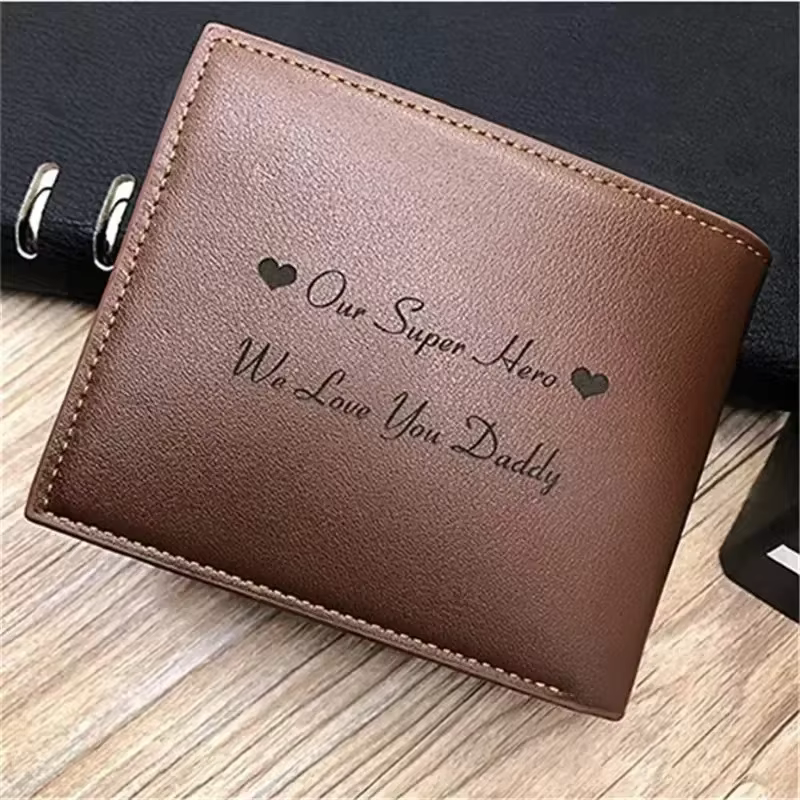 Portefeuille pour hommes gravé personnalisé – Porte-monnaie court en cuir PU de haute qualité
