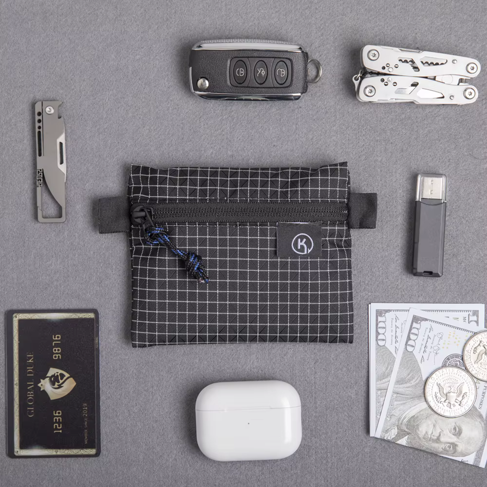 Kosibate Gridstop Portefeuille Porte-monnaie Pochette ultralégère à fermeture éclair avec organisateurs à fermeture éclair YKK pour la randonnée, la randonnée et les voyages
