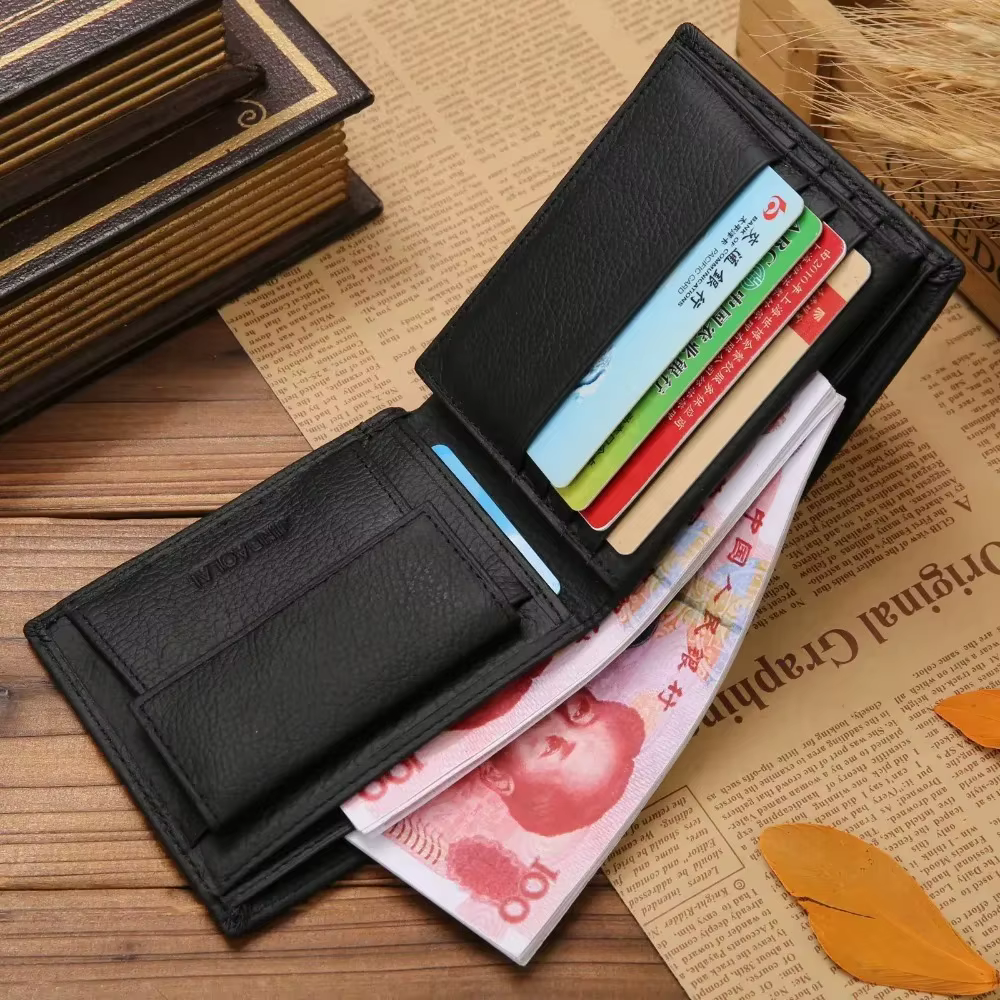 Portefeuille en cuir véritable pour hommes produit Premium portefeuilles en peau de vache