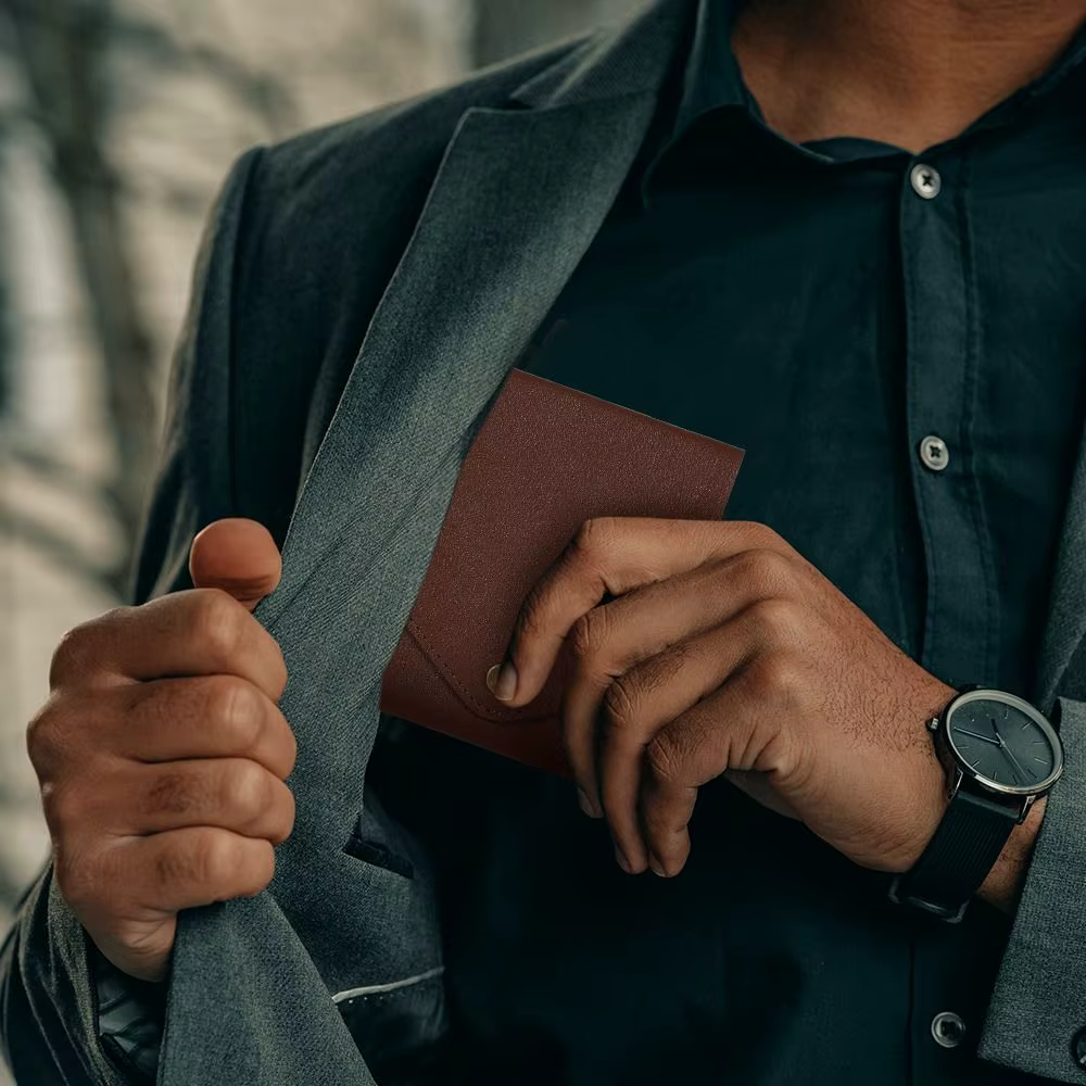 Portefeuille Compact multifonctionnel étanche en cuir PU fait à la main