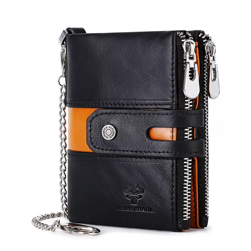 HUMERPAUL portefeuille en cuir véritable pour hommes mode qualité sac à main de voyage Rfid protéger porte-carte de