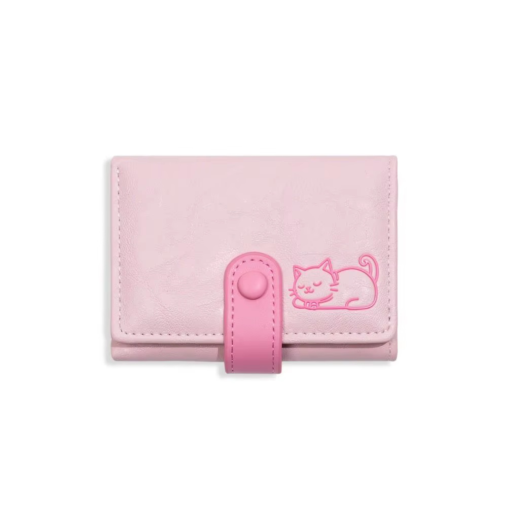 Porte-monnaie portable imprimé chat en cuir PU