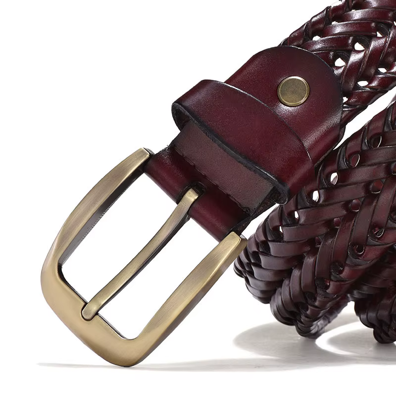 Ceintures tressées en cuir véritable pour hommes