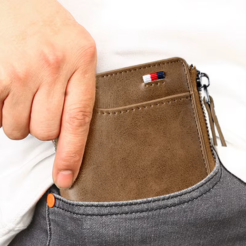 Portefeuille en cuir multifonctionnel personnalisable pour porte-cartes et cartes d'identité