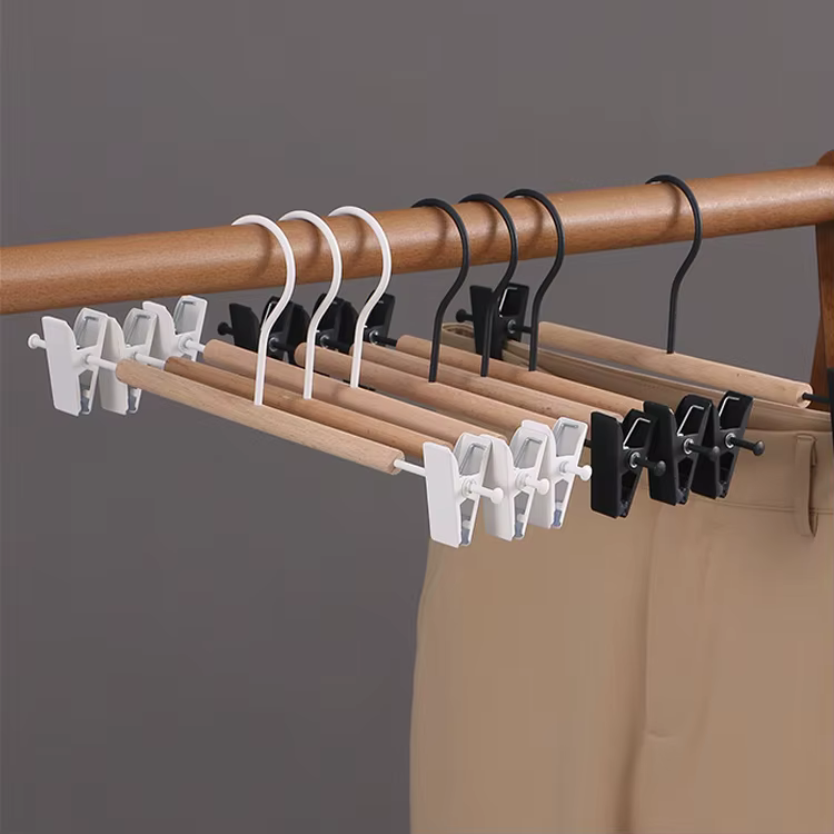 Cintres durables en fer + bois, 5 pièces, support de séchage avec Clip pour jupe, short, chaussettes, sous-vêtements, supports de rangement, organisateur