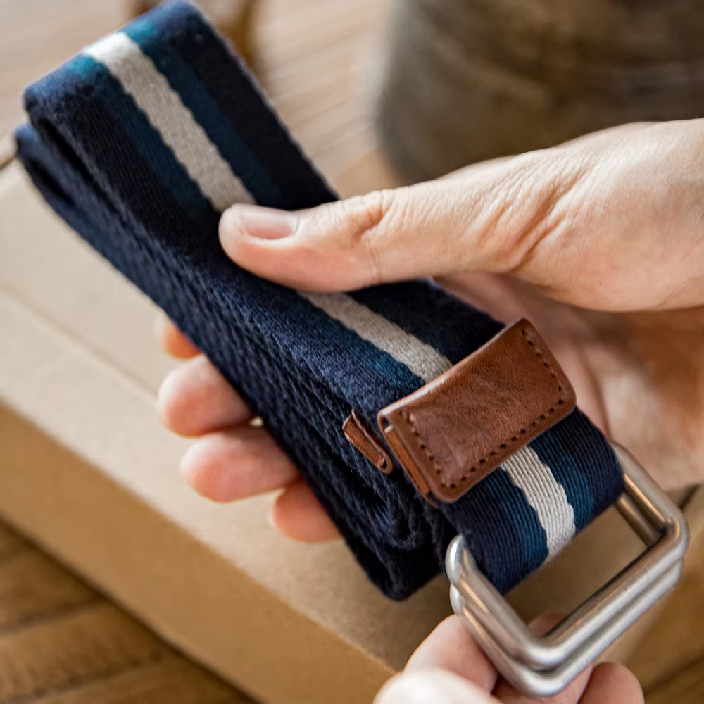 Maden – ceinture rayée rétro à Double anneau
