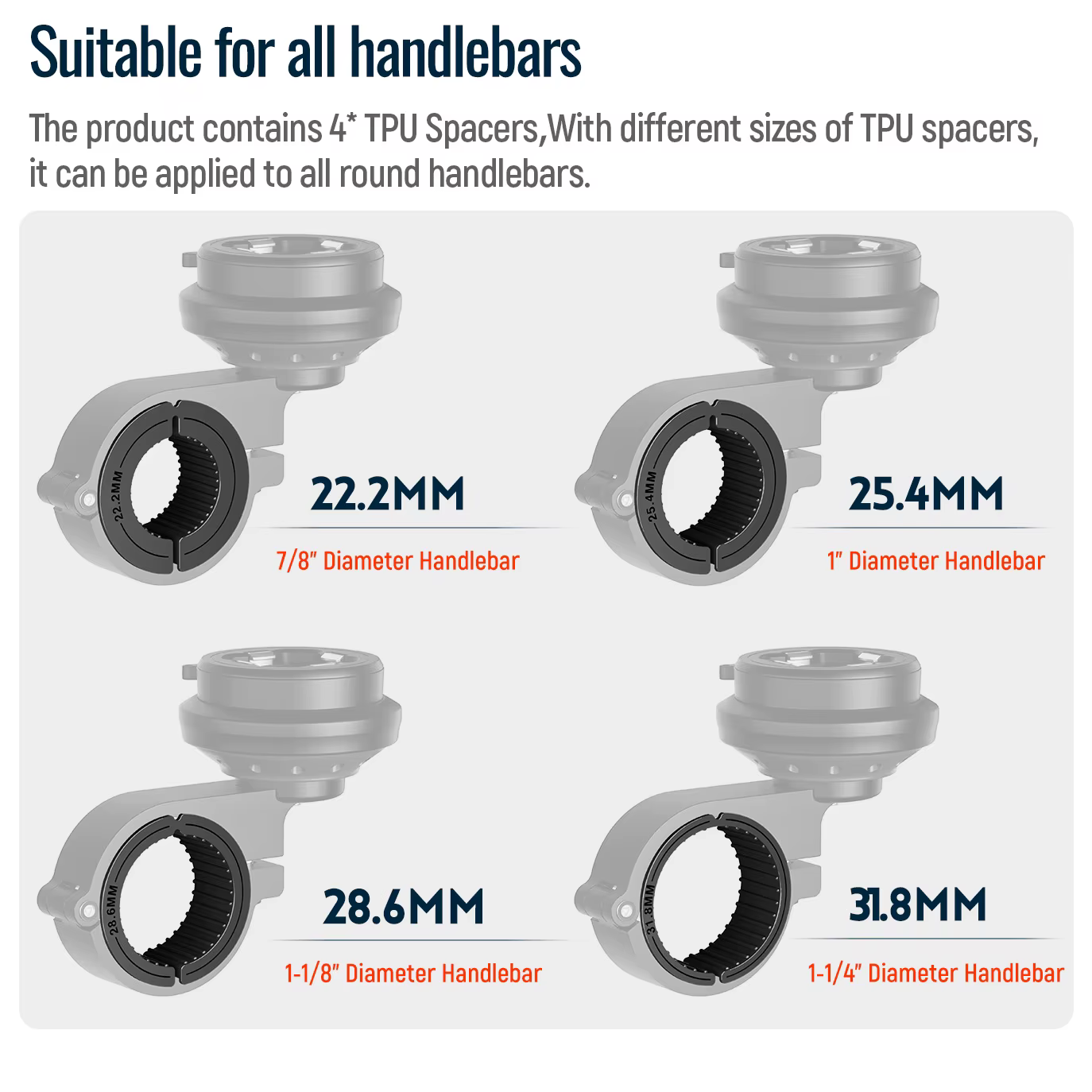 Support de téléphone pour moto avec amortisseur de vibrations, pour guidon de course/VTT, moteur de vélo, support en aluminium à montage rapide