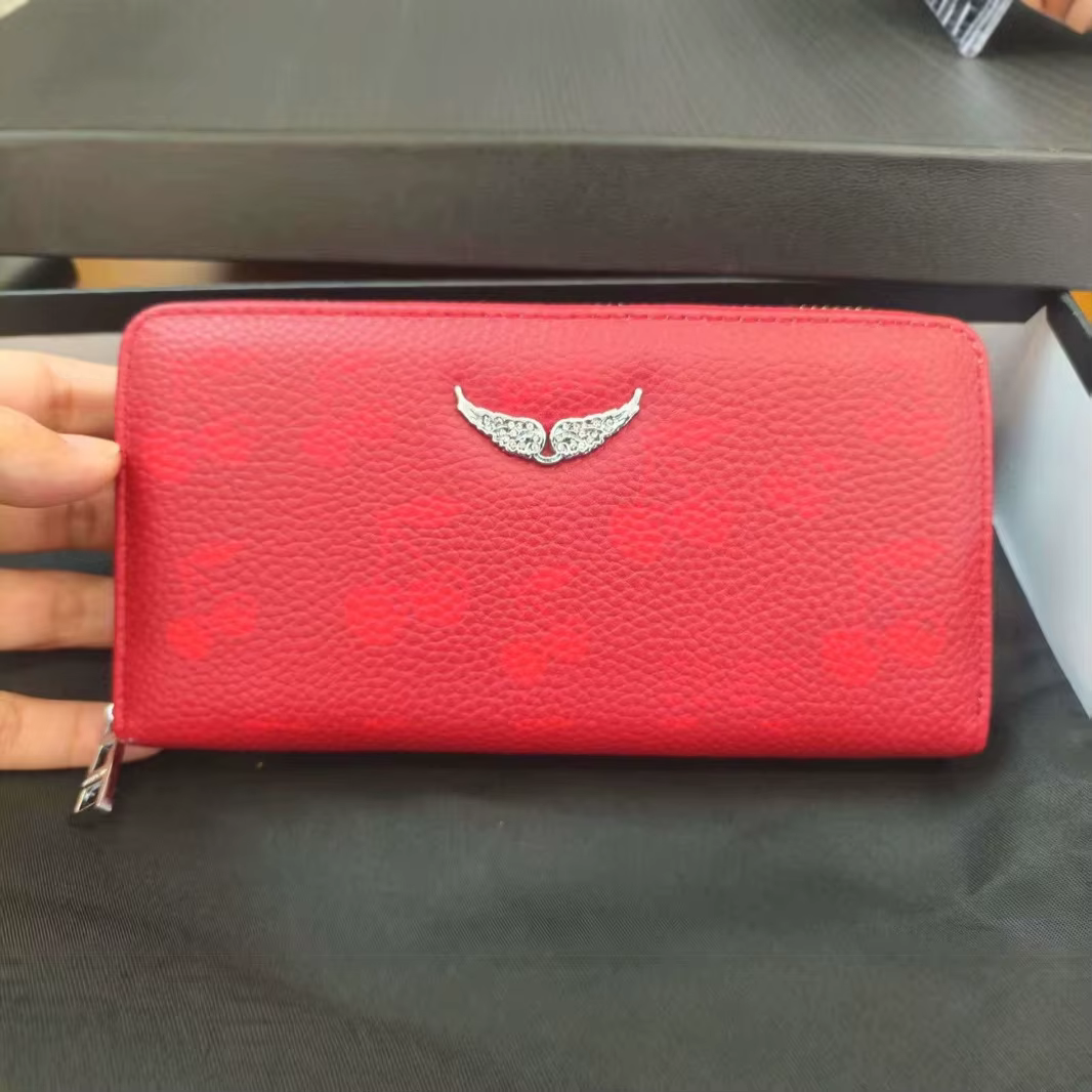 Ensemble de portefeuilles en cuir litchi à imprimé cerises pour femmes