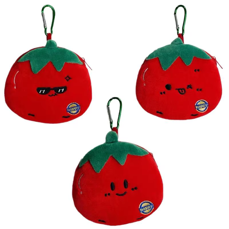 Porte-monnaie en peluche tomate