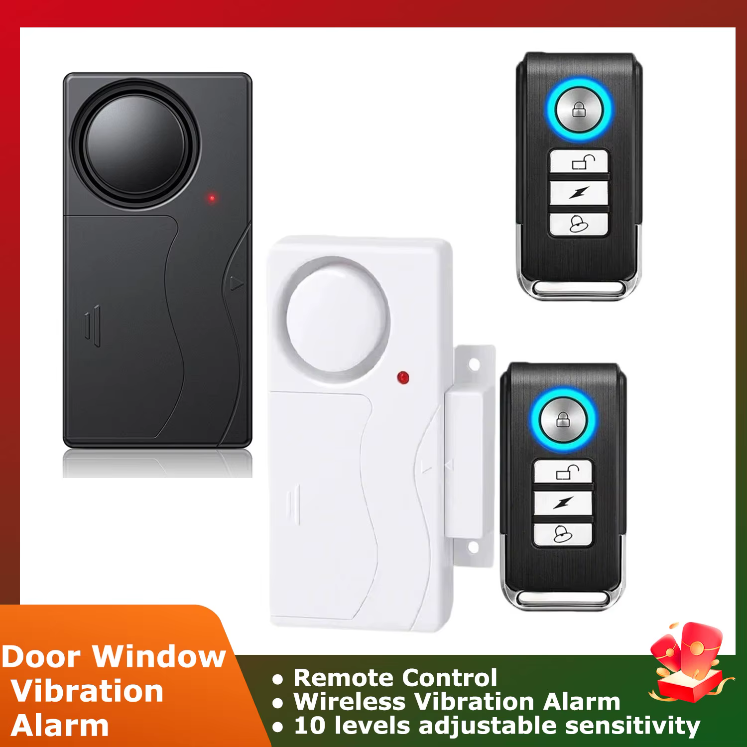 Capteur de vibrations de porte fenêtre sans fil, alarme 110db, détecteur de télécommande antivol, système d'alarme de sécurité domestique