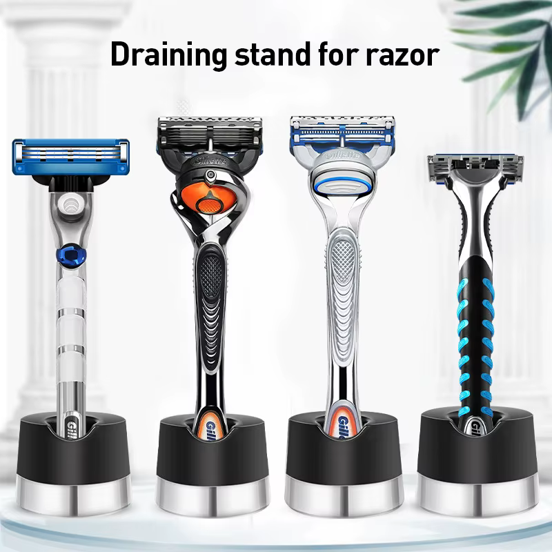 Support de rasoir en alliage métallique avec trou de drainage, ajustement universel pour la plupart des rasoirs, résistant aux rayures, compatible avec Gillette