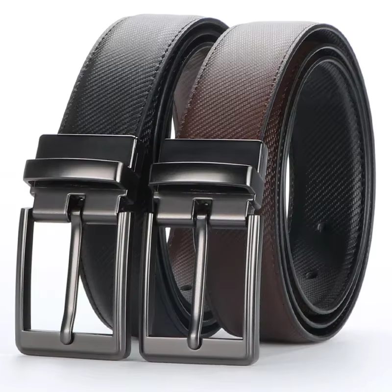 Ceinture réversible en cuir pour homme, rotation noire, 1 pièce