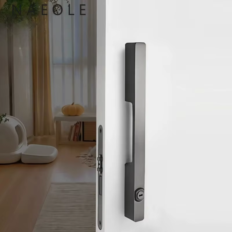 Serrure de porte intérieure, canal d'entrée coulissant, poignée universelle Simple pour la maison, serrure de porte verticale à un mot