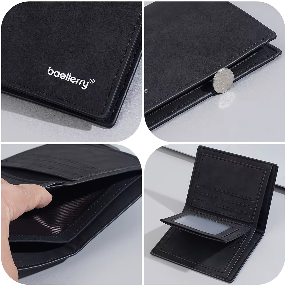 Baellerry haute qualité hommes court portefeuille porte-Photo Simple mince mâle porte-monnaie porte-cartes et