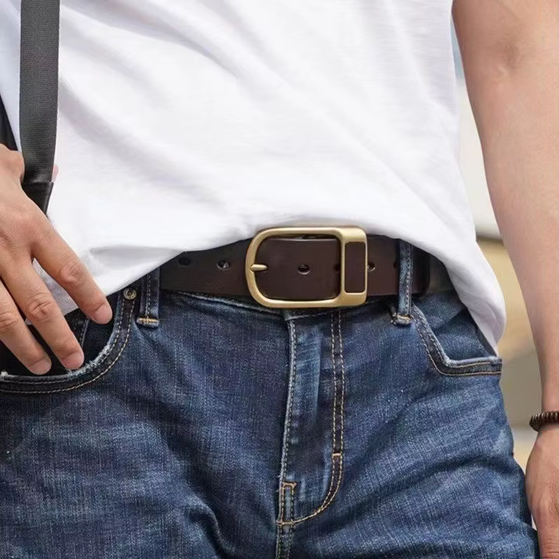 Ceinture à boucle polyvalente et tendance pour hommes, style cowboy, ceinture à boucle à ardillon, ceinture rétro pour jeans, ceinture décontractée pour affaires