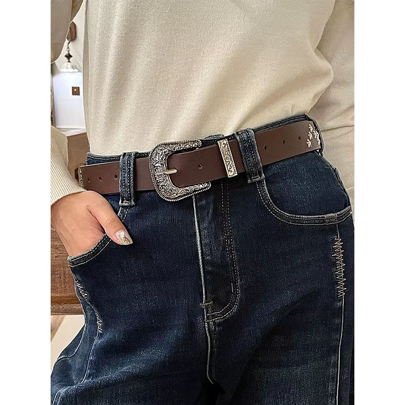 ELFSACK Ceinture étoile 3D vintage en métal massif pour femme