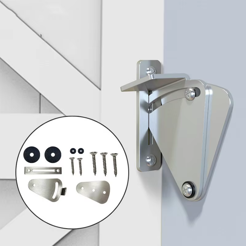 Serrure de porte coulissante en acier inoxydable, 1 ensemble, nouveau, porte de poche, Garage et hangar, portes en bois, loquet, accessoires de quincaillerie