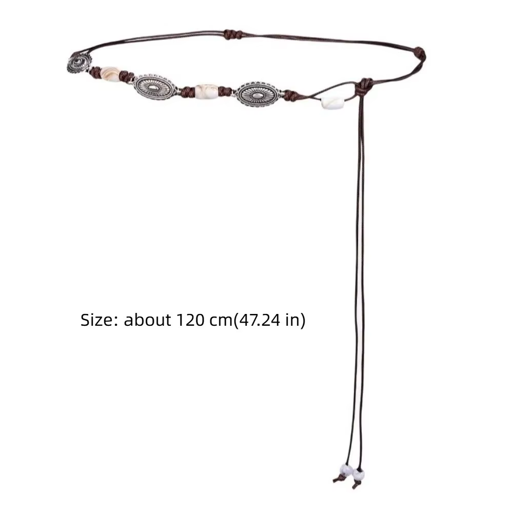 Ceinture rétro bohème en perles de bois