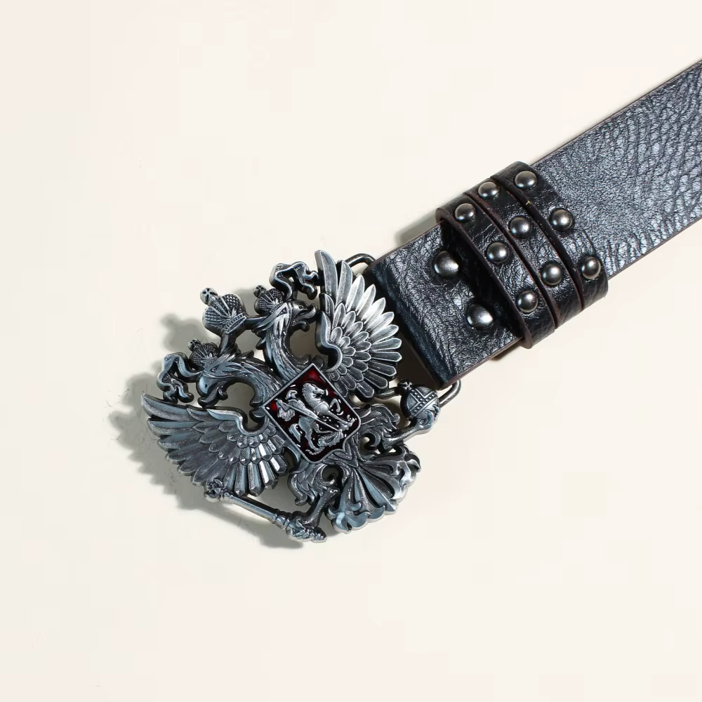 Ceinture en cuir PU de Style Punk noir avec goujons en métal