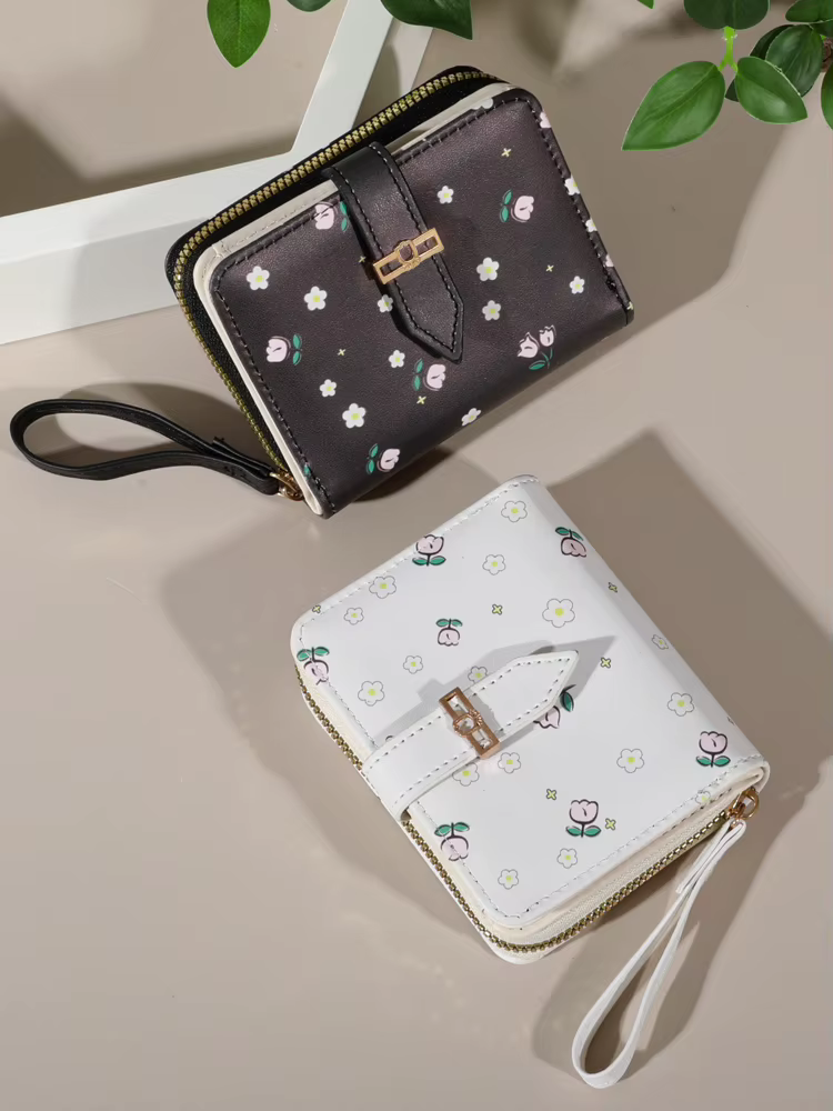 Porte-carte de crédit à motifs de fleurs pour femmes ou hommes