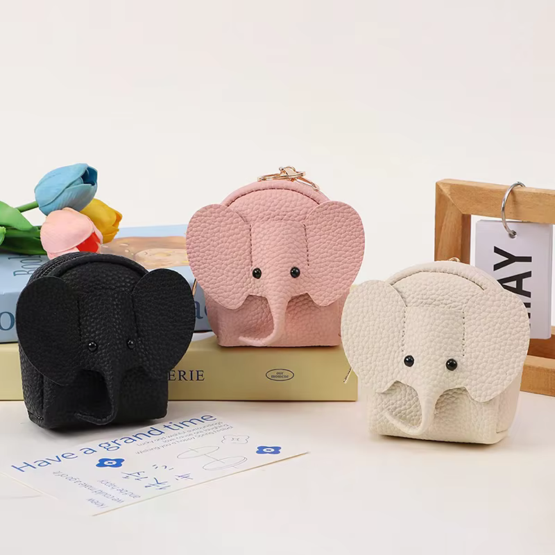 Mini portefeuille en forme d'éléphant de dessin animé pour femmes