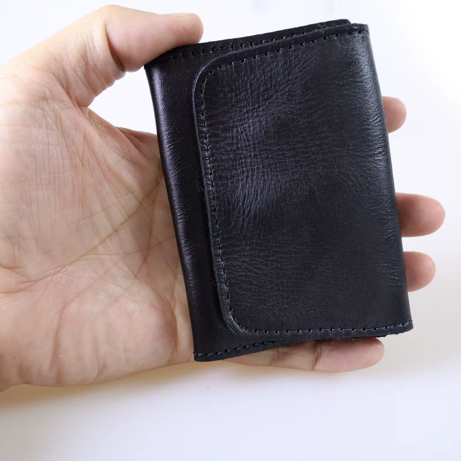 Portefeuille en cuir de vachette véritable pour hommes femmes Vintage fait à la main court petits portefeuilles