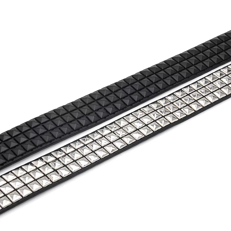 Ceinture en cuir cloutée GAOKE Pyramid Rivet pour hommes et femmes