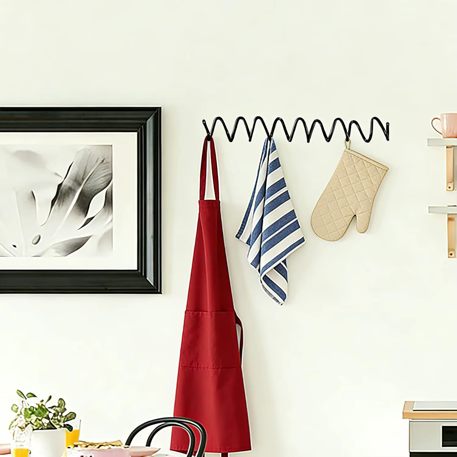 Porte-manteau mural, crochets muraux créatifs en forme de vague, capacité de 20 kg, installation facile, crochets polyvalents pour manteau, chapeau, sac
