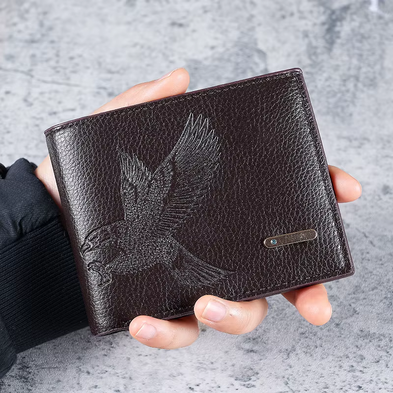 Portefeuille court en cuir souple pour hommes