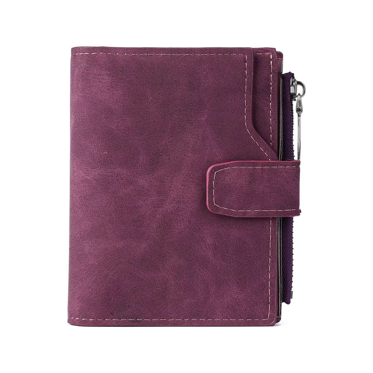 Portefeuille court vintage pour femme en cuir nubuck