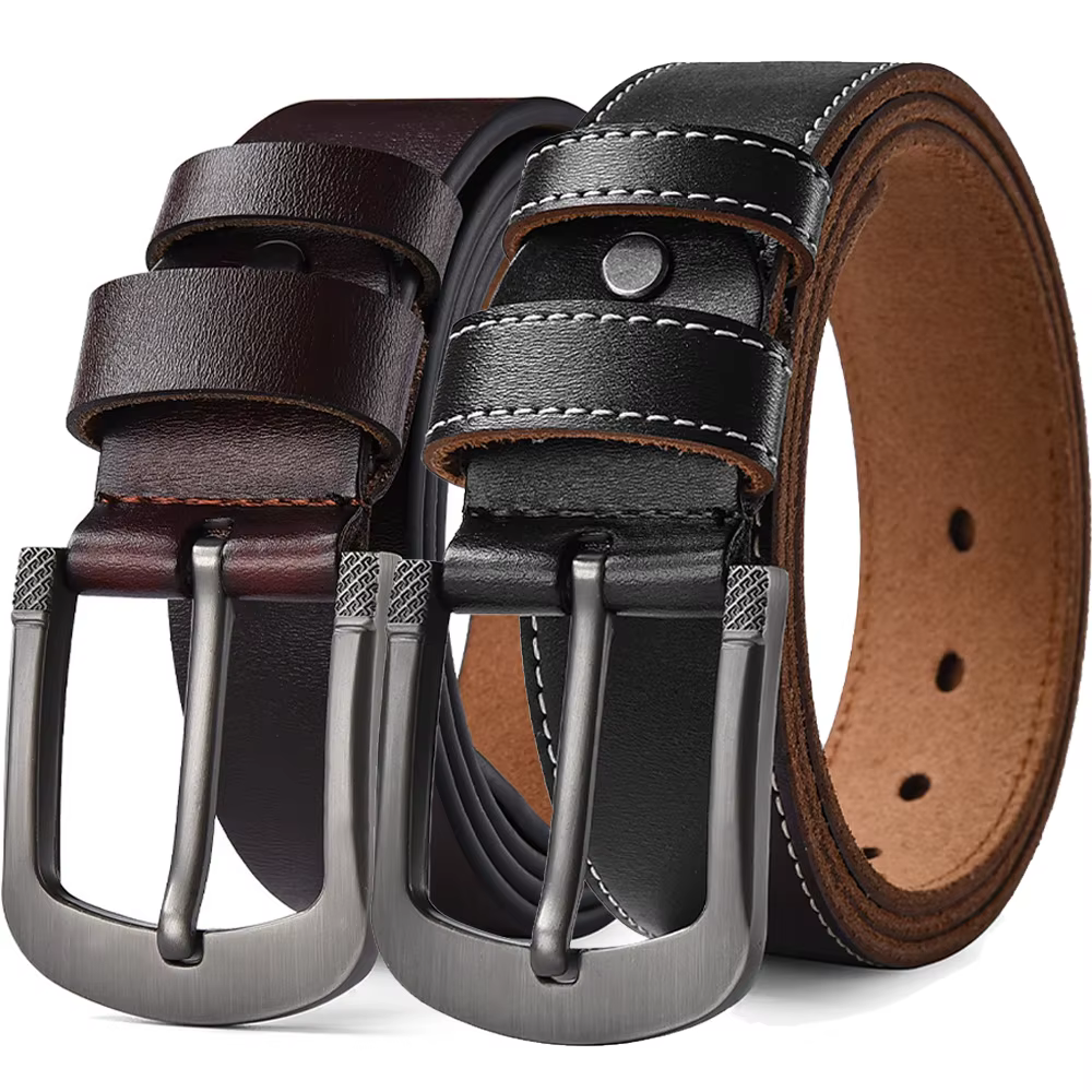 Grande taille 105-140 150 160 170 cm en cuir véritable jean ceinture 3.8 CM peau de vache cuivre boucle