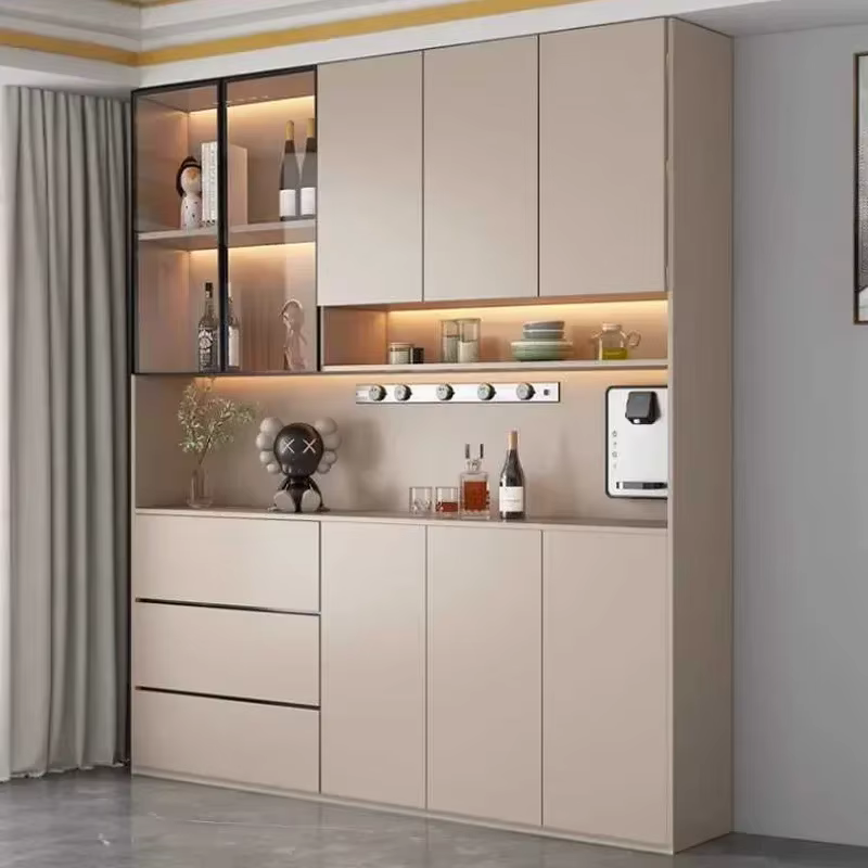 Buffet autoportant avec portes en verre et portes de proximité, grande armoire de cuisine moderne, buffet de rangement de clapier