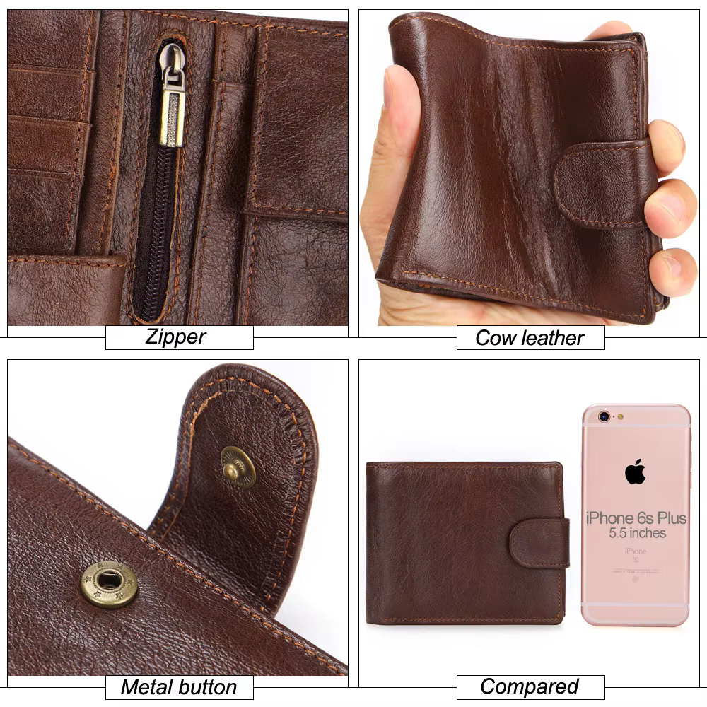 Portefeuille en cuir véritable pour homme