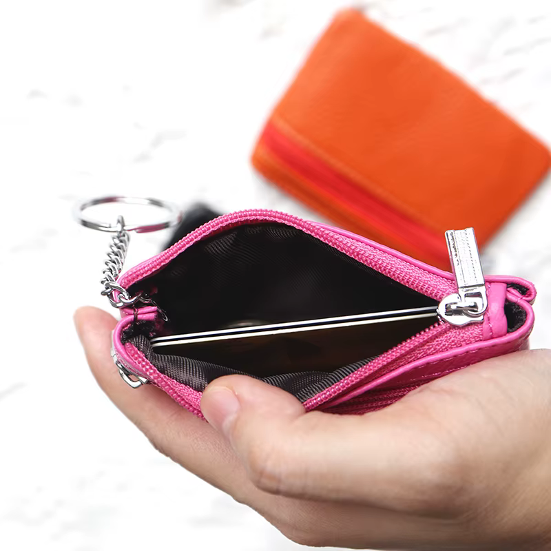 Porte-monnaie en cuir véritable avec lettres personnalisées