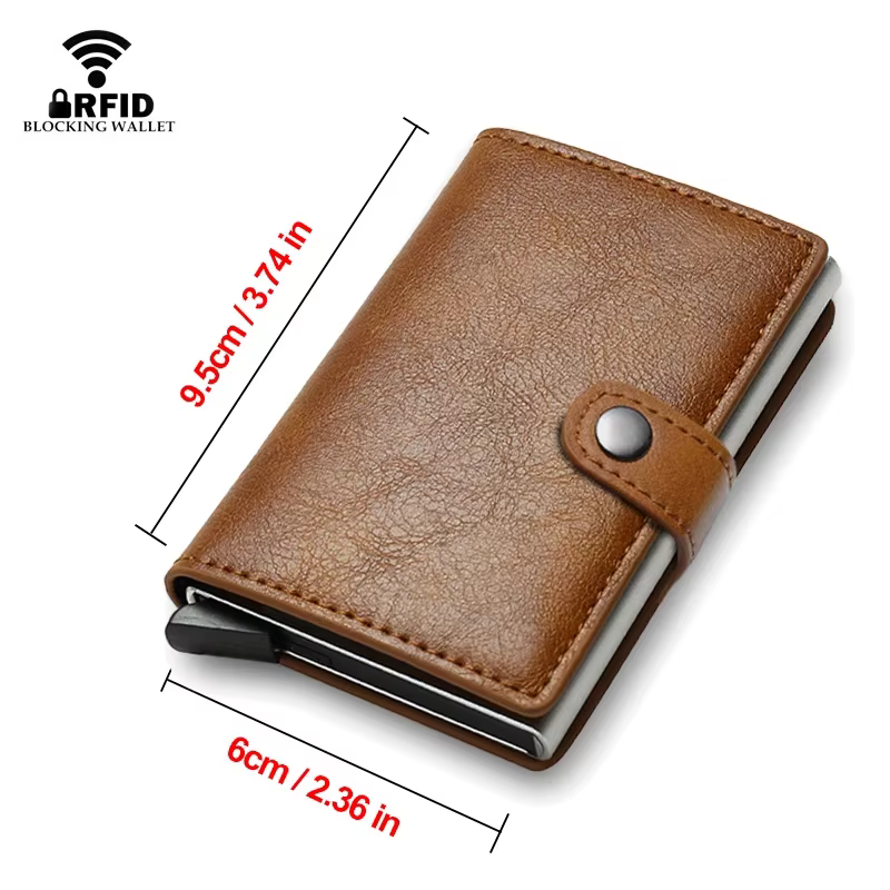Porte-carte de crédit en Fiber de carbone portefeuille sac d'argent hommes Rfid Smart métal mince