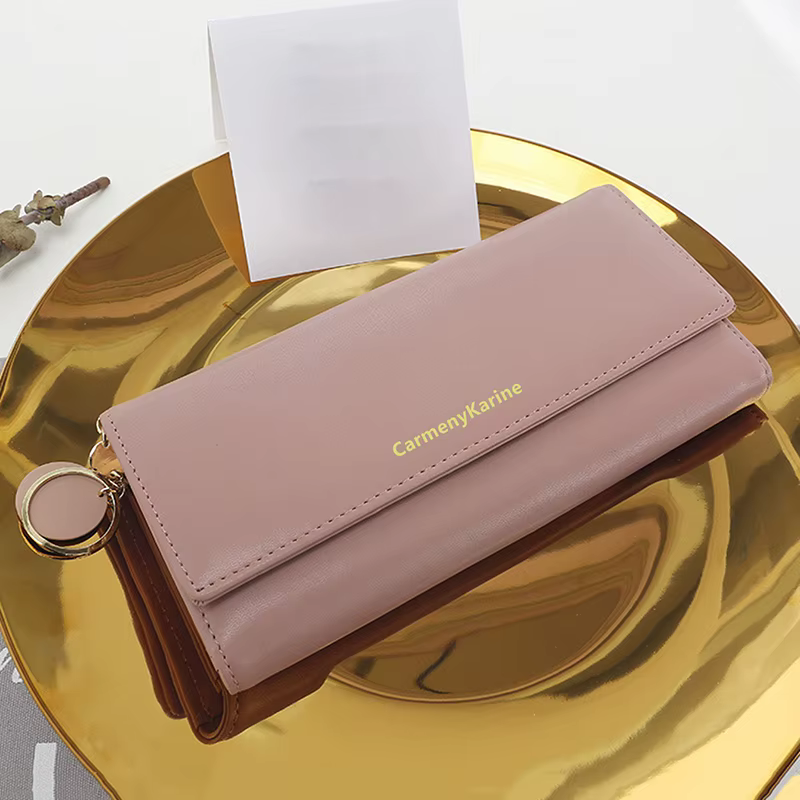 Mode femmes en cuir PU longs portefeuilles multi-fonctionnel pli sac à main frais femme pochette porte-carte