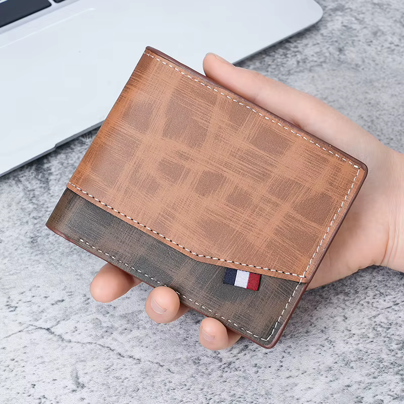 Portefeuille en cuir haute capacité pour hommes, petit portefeuille Photo multi-fentes pour pièces de monnaie, portefeuille Vintage