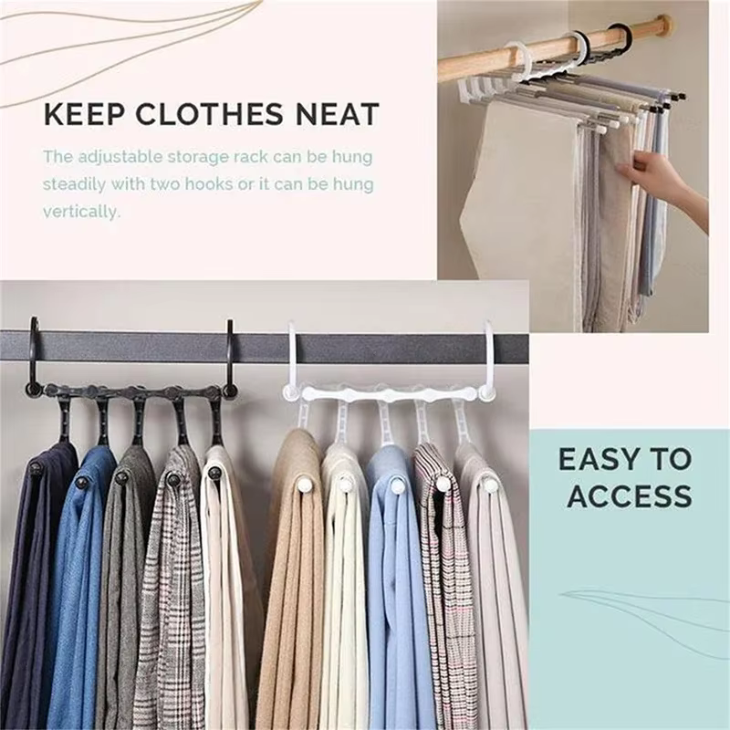Cintres réglables à plusieurs plis pour pantalons, support pour pantalons, organisateur de vêtements, gain de place de garde-robe, placard de chambre à coucher