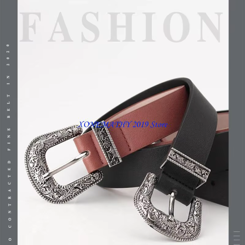 F42F Steampunk mode ceinture femmes ceinture Western Cowgirl boucle ardillon ceinture mince