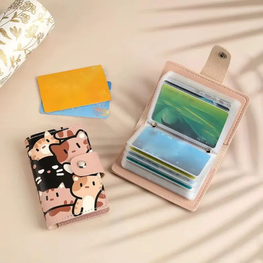 Porte-cartes imprimé chat mignon pour femme