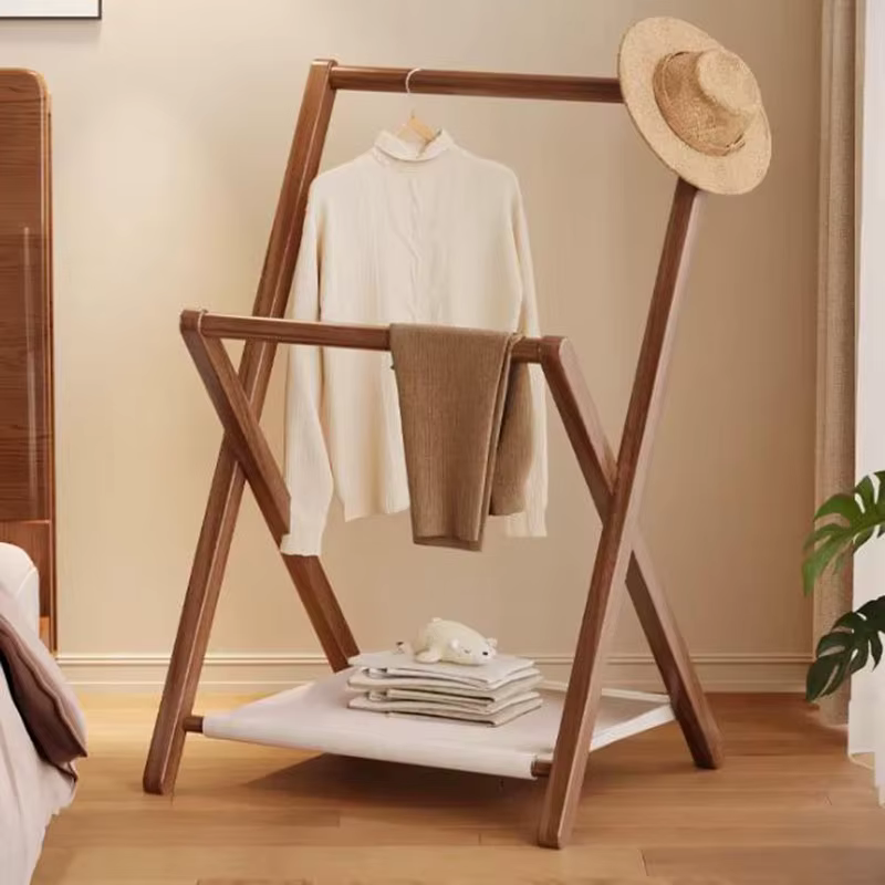 Porte-manteaux sur pied en bois ouvert, minimaliste et moderne, gain de place, pour chambre, dressing, salon et mobilier de soirée