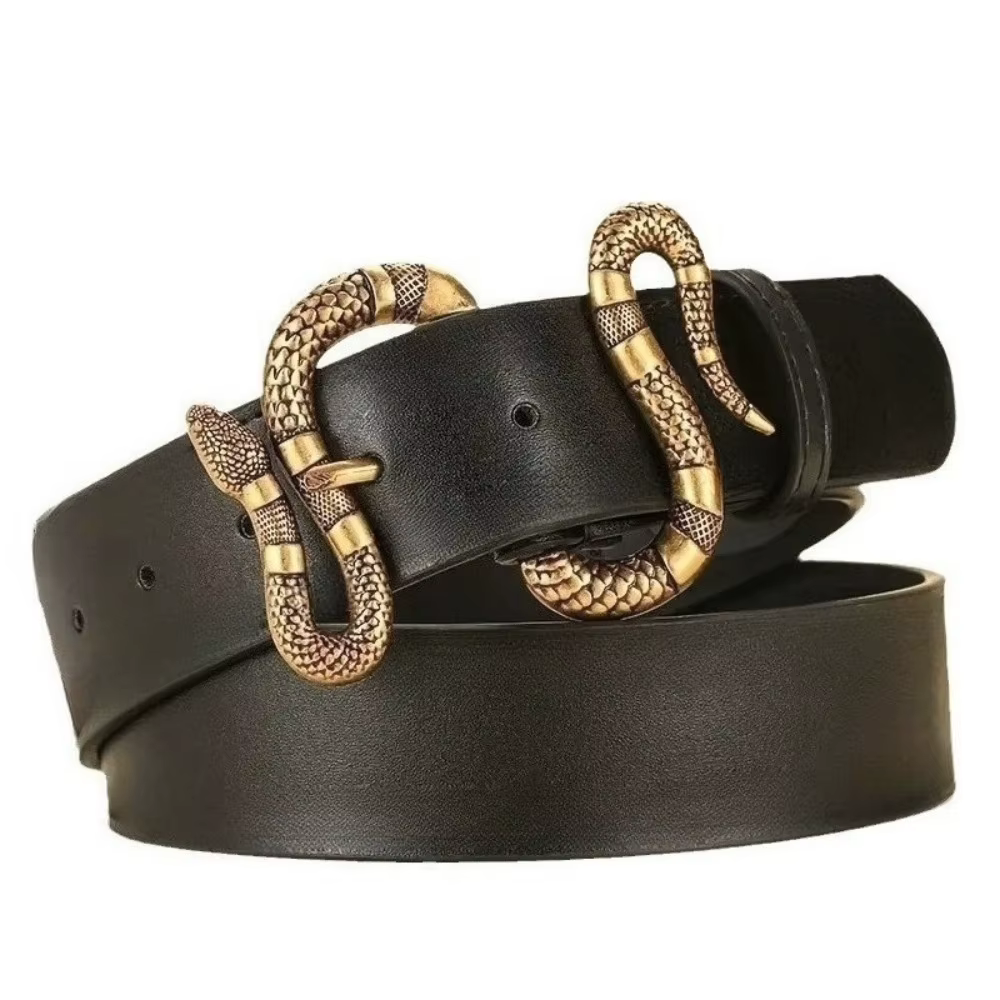 Ceinture en PU à boucle serpent rétro