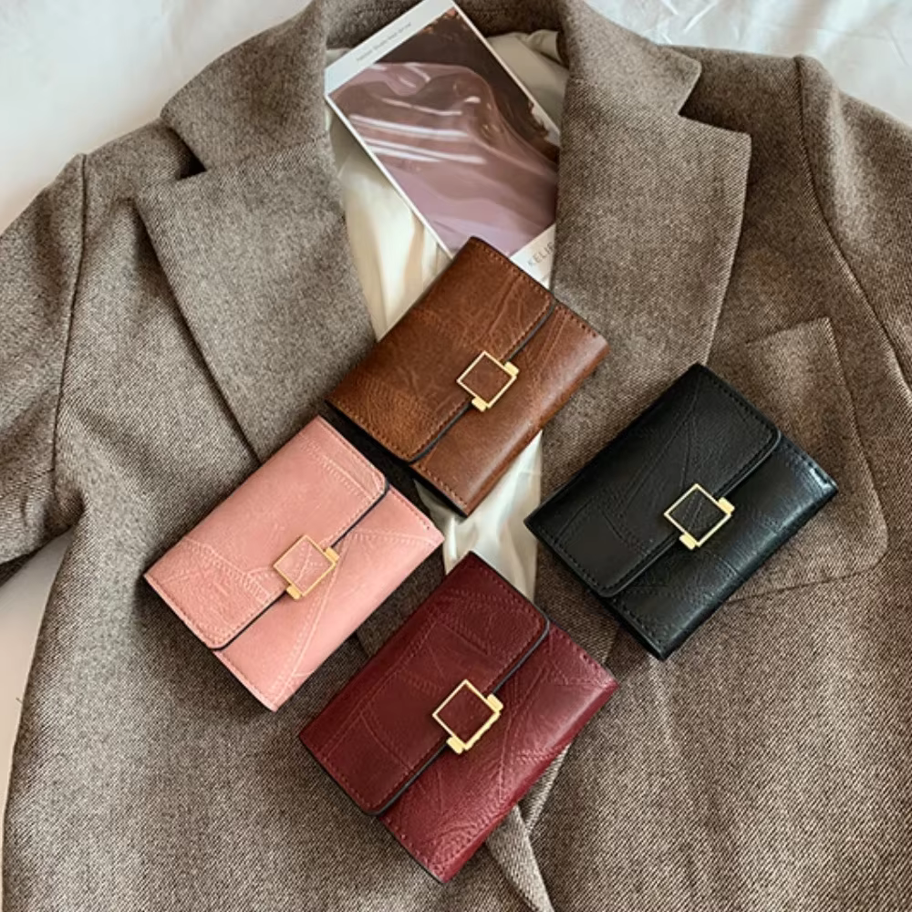 Femmes portefeuille Vintage court en cuir petit sac à main Mini femme mode multi-carte porte-carte porte-monnaie multi-fonctionnel pochette