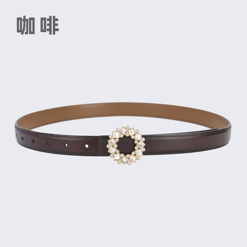 Ceinture fine pour femme incrustée de strass et de perles
