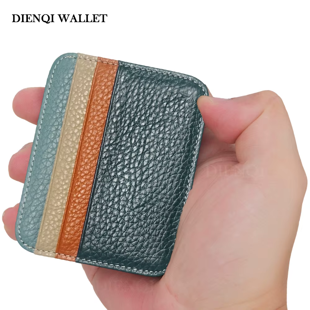 Portefeuille Ultra fin en cuir motif Lichi