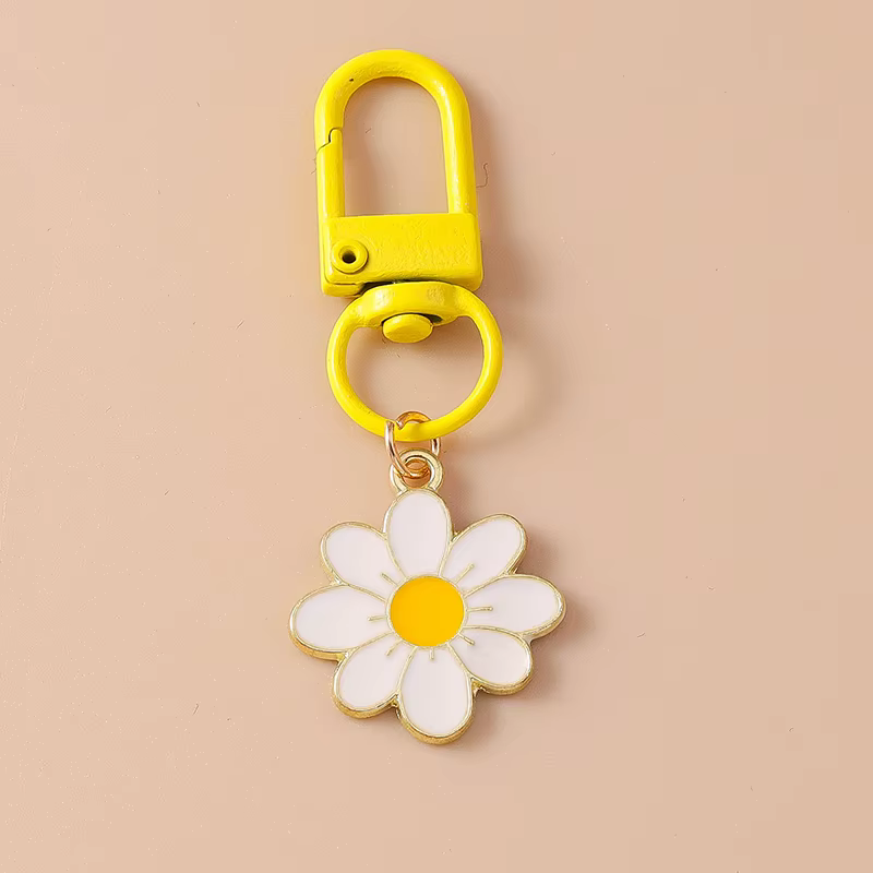 Porte-clés fleur en émail pour femmes et filles