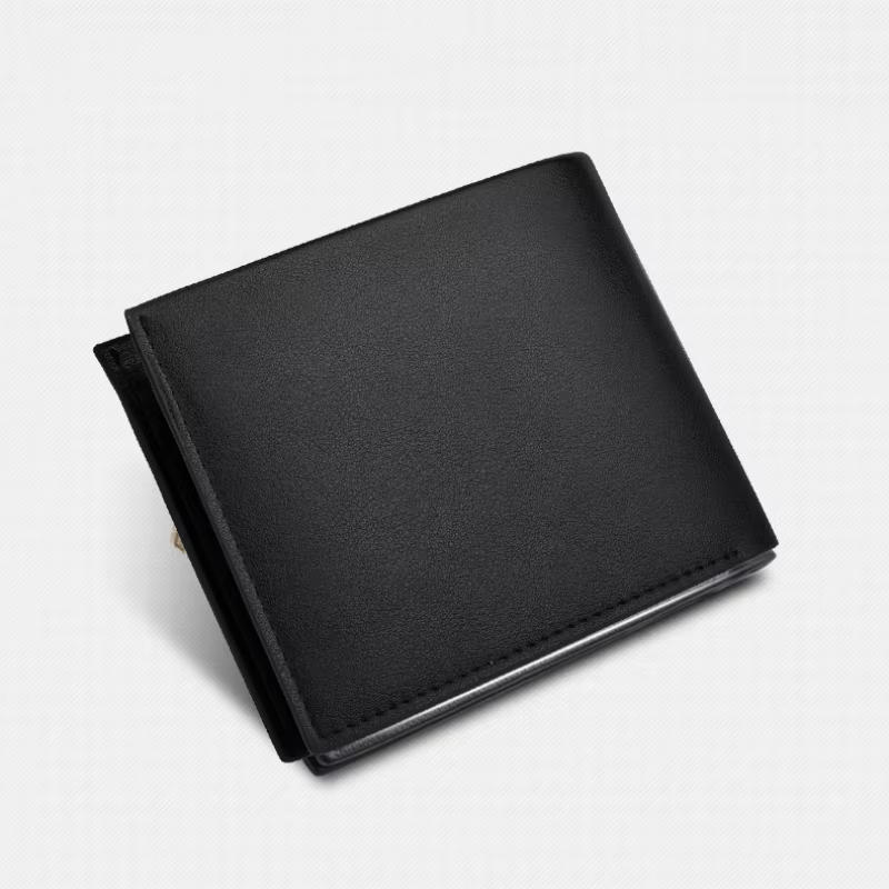 Portefeuille en cuir de Style court horizontal de couleur unie pour hommes