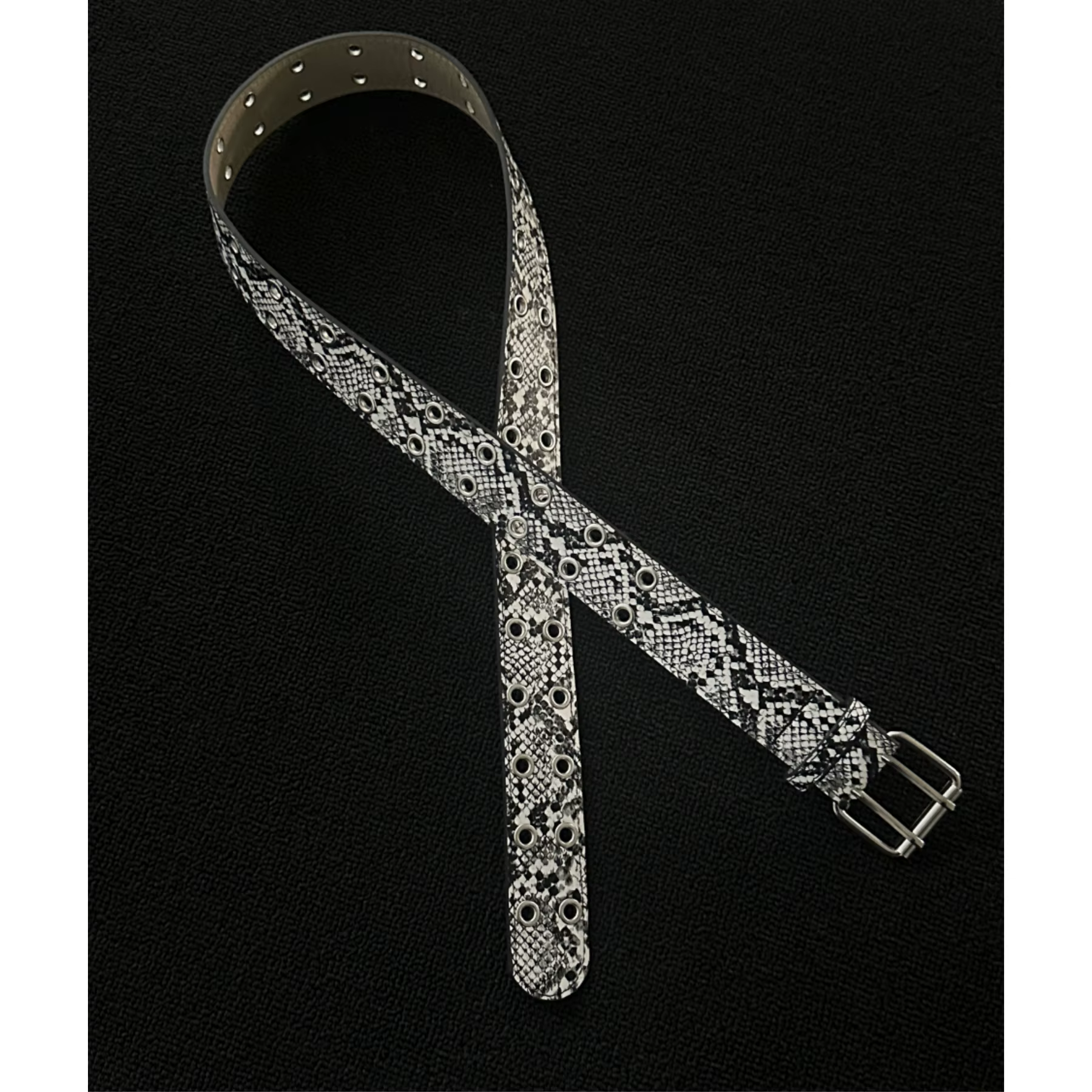 Ceinture vintage punk à imprimé serpent
