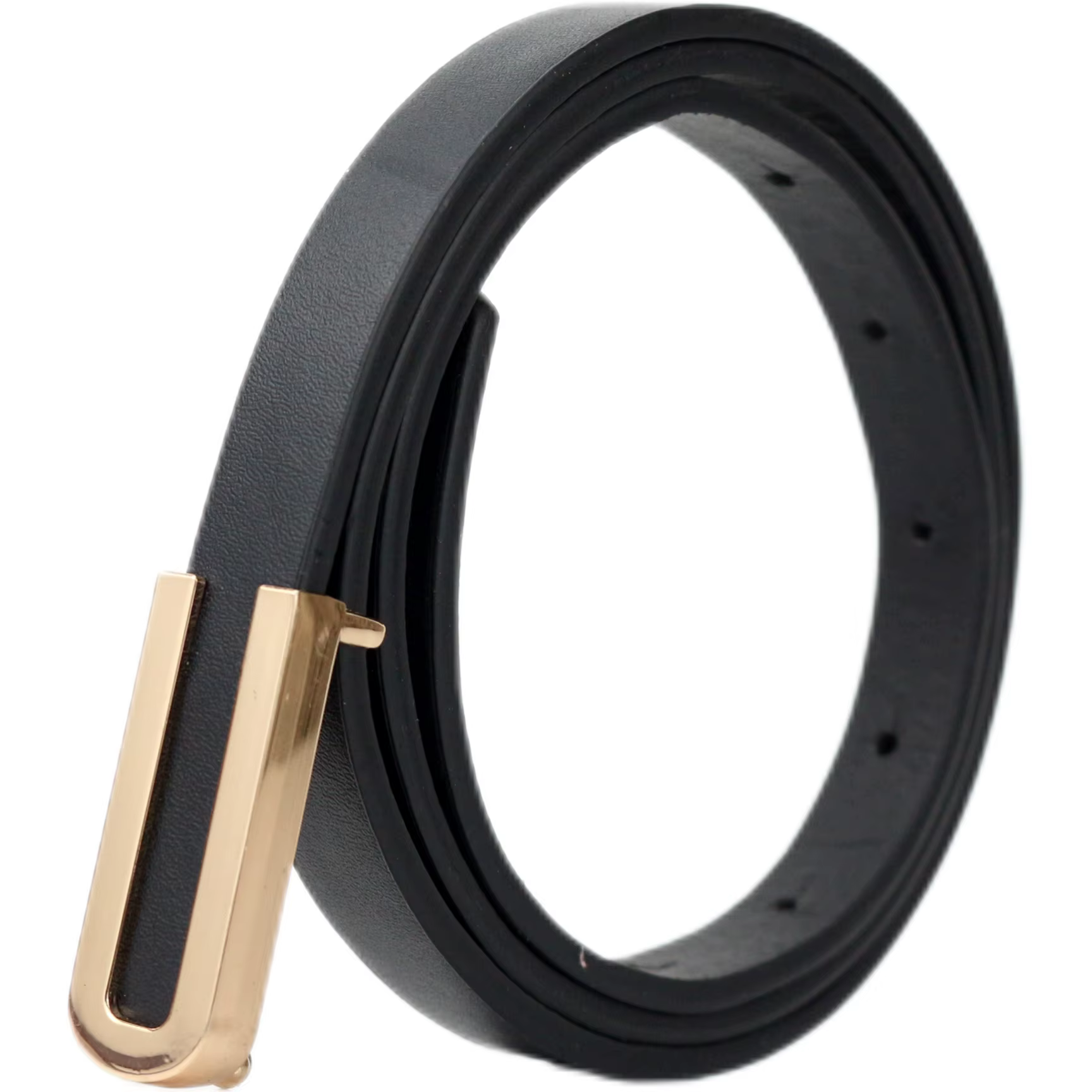 Ceinture fine en cuir noir pour femmes